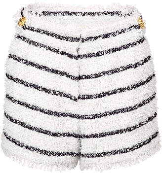 Womens Clothing Shorts Mini shorts Elie Saab Checked-tweed Shorts in White 