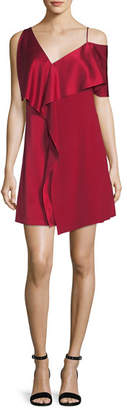 Diane von Furstenberg Asymmetric Sleeve Ruffled Front Mini Dress