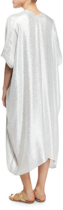 Marie France Van Damme Metallic Slip Dress, White Metallic