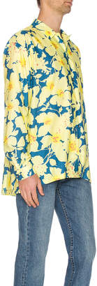 Double Rainbouu DOUBLE RAINBOUU Long Sleeve Hawaiian Shirt in Cloud Control Lemon | FWRD