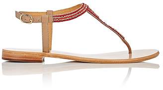 Barneys New York Women's Beaded Leather T-Strap Sandals