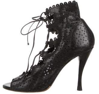 Tabitha Simmons Leather Laser-Cut Booties