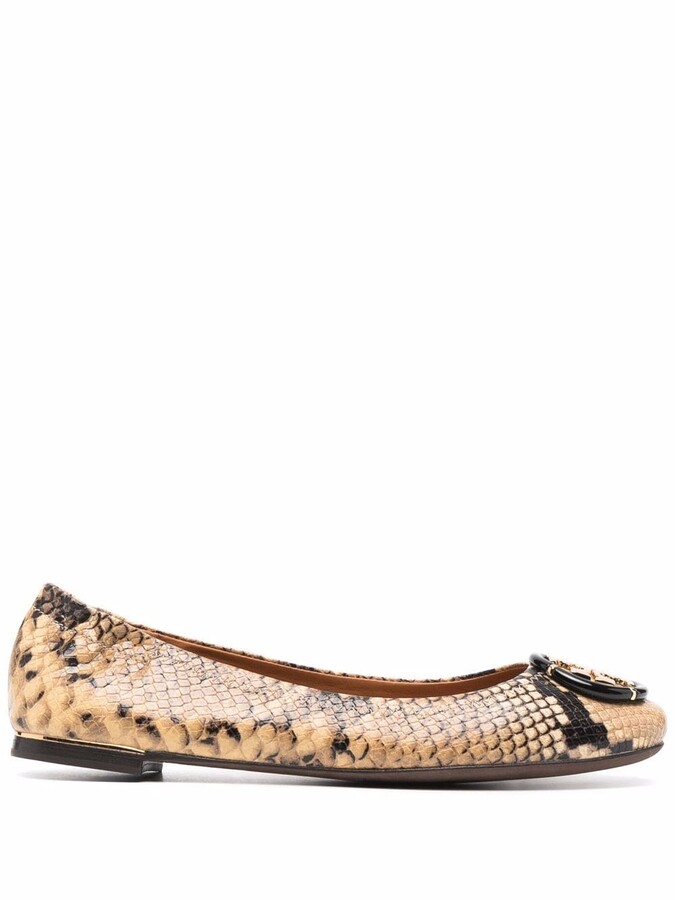 snakeskin flat shoes