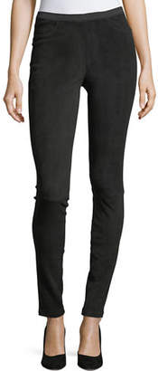 Neiman Marcus Leather Collection Stretch-Suede Leggings