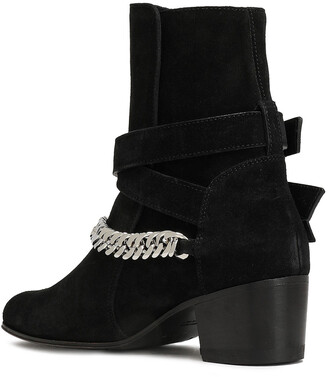 Amiri Buckle-detailed Chain-trimmed Suede Ankle Boots