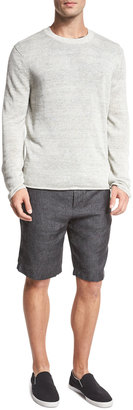 Vince Relaxed-Fit Linen Shorts, Gray