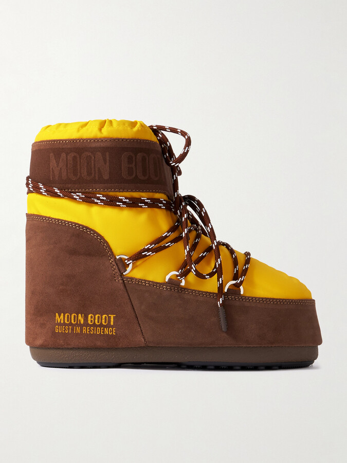 Moon Boot + Guest In Residence Icon Low Suede-trimmed Shell Snow Boots - Brown