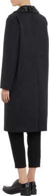 Marni WOMEN'S EMBELLISHED COLLAR DOUBLE-BREASTED COAT-BLACK SIZE 40 IT
