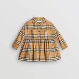 Thumbnail for your product : Burberry Gathered Sleeve Vintage Check Cotton Dress