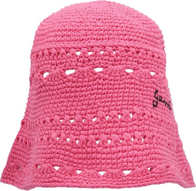 Ganni Crochet logo bucket hat - ShopStyle