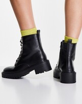 Thumbnail for your product : New Look flat chunky lace-up boot in black