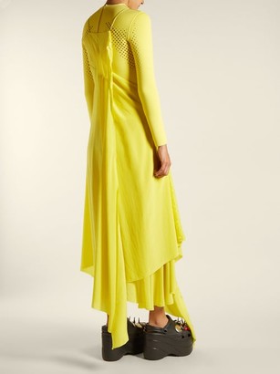 Balenciaga Round-neck Draped Silk-crepe Dress - Light Yellow