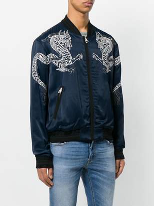 Just Cavalli dragon embroidered bomber jacket