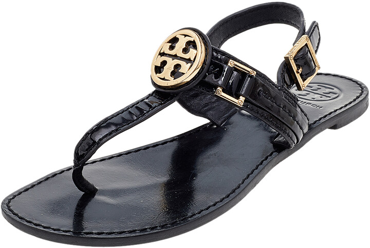 tory burch black flat sandals