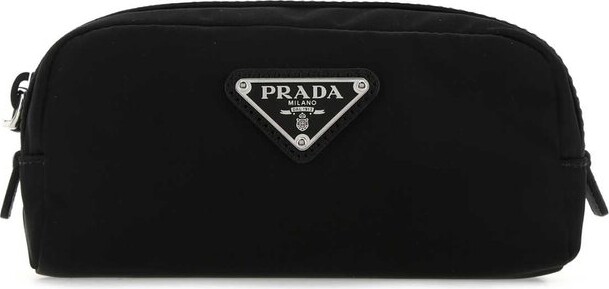 Prada Logo Plaque Zipped Toiletry Bag - ShopStyle