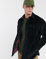 Thumbnail for your product : Polo Ralph Lauren tartan flannel lined cord overshirt jacket leather elbow patch in black