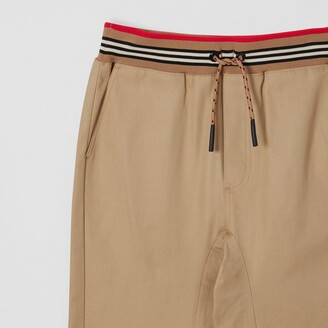 Burberry Icon Stripe Detail Cotton Twill Drawcord Trousers