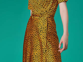 Diane von Furstenberg Short-Sleeve Satin Flare Wrap Dress