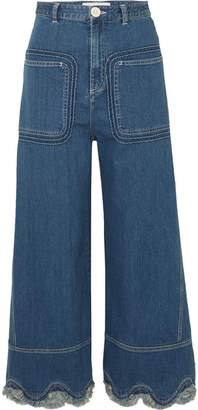See by Chloe Scalloped High-rise Wide-leg Jeans - Mid denim