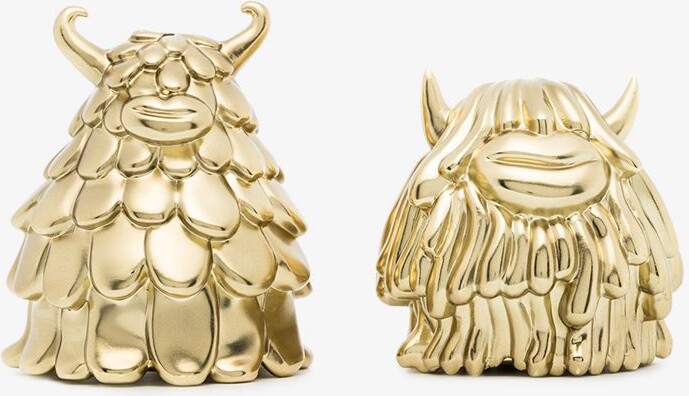 L'OBJET X Haas Brothers Gold Tone Niki And Simon Salt And Pepper Shakers