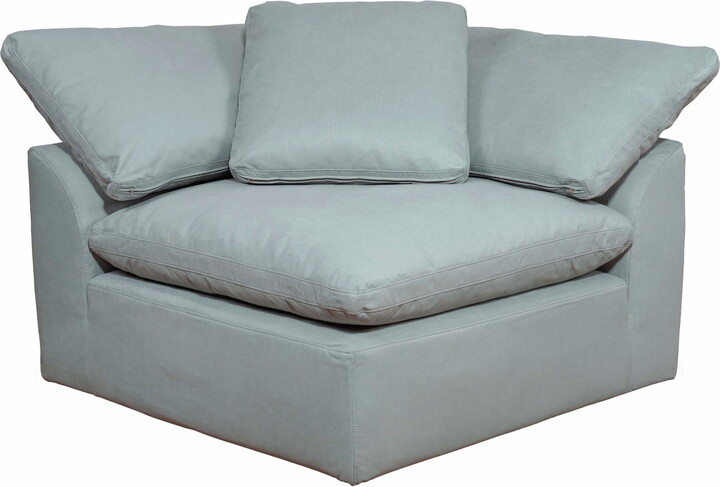Sunset Trading Puff 4-Piece Slipcovered Modular Fabric Sectional in Blue