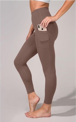 Yogalicious Womens Lux Elastic Free High Waist Side Pocket 7/8 Ankle  Legging - Mocha - X Small - ShopStyle