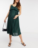 Thumbnail for your product : ASOS Maternity DESIGN Maternity cami plunge midi dress with blouson top in forest green