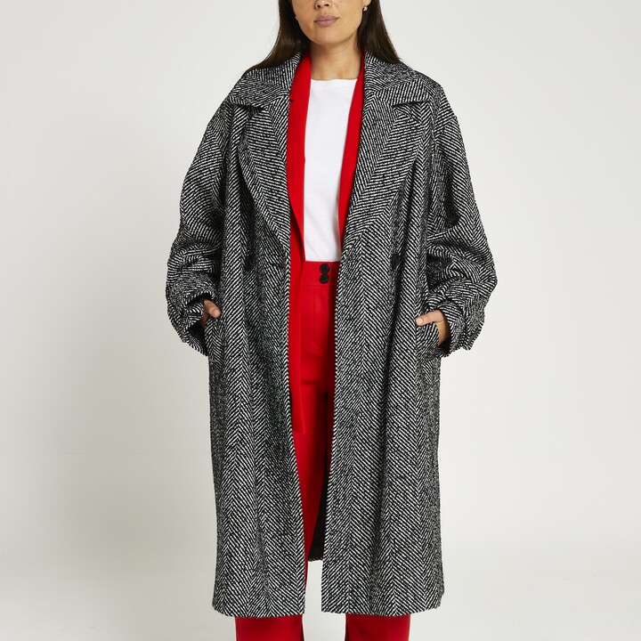 black herringbone coat womens