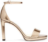 Thumbnail for your product : Jimmy Choo Misty 100 Metallic Leather Platform Sandals