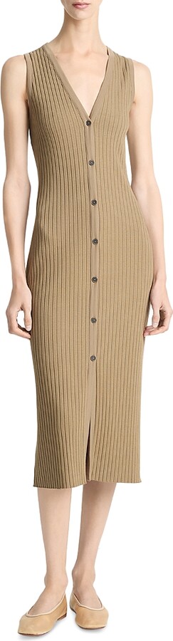 Vince Sleeveless Ribbed Midi Dress