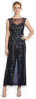 Thumbnail for your product : Patra Scroll-Beaded Illusion Gown