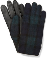 Thumbnail for your product : Lanvin Cashmere-Lined Check Leather Gloves
