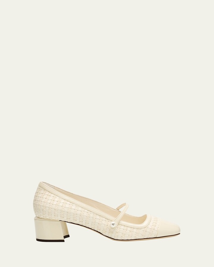 Jimmy Choo Elisa Woven Patent Mary Jane Ballerina Pumps