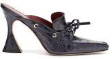Thumbnail for your product : Sies Marjan Remi Patent Crocodile Effect Leather Mules - Womens - Navy
