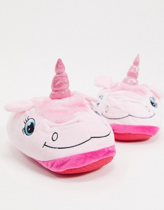 Loungeable 3D unicorn slippers in pink