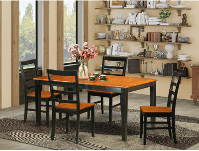 August Grove Cleobury 5 Piece Butterfly Leaf Rubber Solid Wood Dining Set