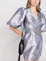 Thumbnail for your product : Ganni Jacquard Puff-Sleeve Wrap Dress
