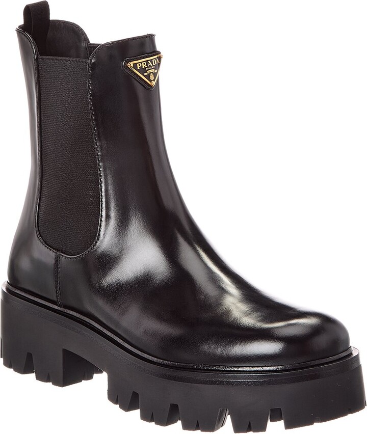 Prada Brushed Leather Bootie