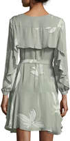 Thumbnail for your product : Long-Sleeve V-Neck Printed Silk Flounce Dress