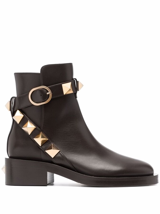 studded strap ankle boots