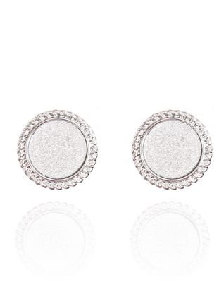 Quiz Silver Shimmer Circle Stud Earrings