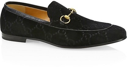 gucci jordaan gg velvet loafer black