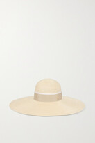 Thumbnail for your product : Maison Michel Blanche Grosgrain-trimmed Straw Sunhat