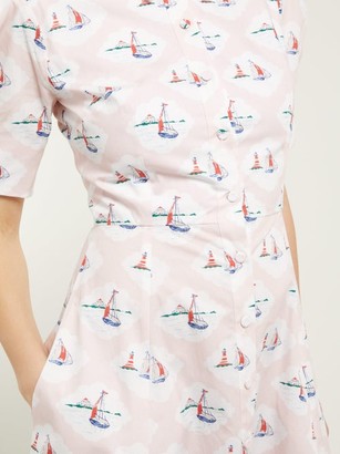 Emilia Wickstead Sienna Boat-print Midi Dress - Pink Print