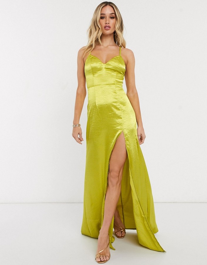 chartreuse silk dress