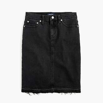 J.Crew Petite black denim pencil skirt with let-out hem