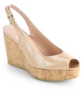 Thumbnail for your product : Stuart Weitzman Jean Patent Leather Slingback Wedge Pumps