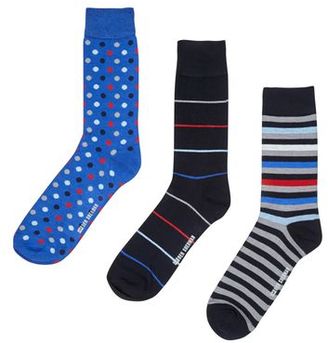 Burton Mens Ben Sherman 3 Pack Multi Coloured Spot and Striped Socks*