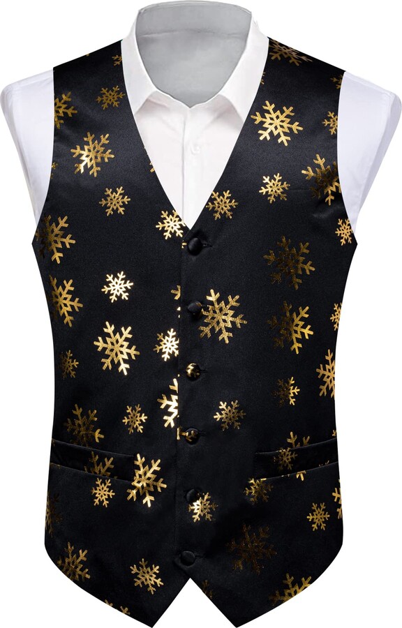 DiBanGu Christmas Suit Vest for Men Fun Snowflake Waistcoat Bow Tie Pocket  Square Cufflinks Set Festival Party Gifts - ShopStyle