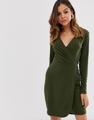 French Connection long sleeved slinky wrap dress